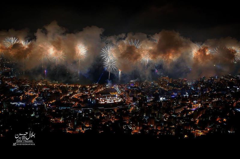 Fireworks explode over the coastal town of Jounieh, Lebanon, Saturday,...