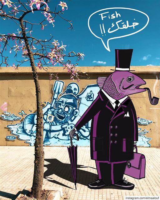 - FISH خلقك!! - Background graffiti : @wyterex ..... liveloveart ... (Beirut, Lebanon)