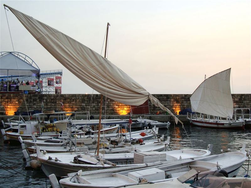 Fishing Boat Sails at Dusk love  dusk  pictures  seascape  fishing  boat... (Byblos, Lebanon)