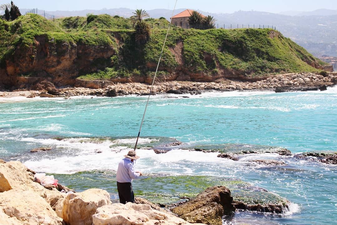 Fishing for some luck! fishing  simplelife  life  fisherman  house  coast... (Byblos - Jbeil)