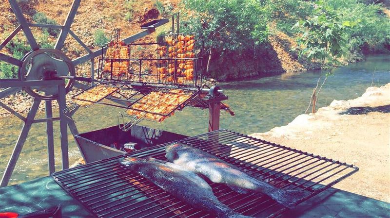  foodtime  summer  fish  river  استراحة_ابو_جاد  lebanesefood ... (استراحة ابو جاد)