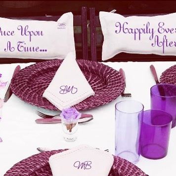 Forever 🦄LOVE 🌈 Wedding table set up, customized napkin, runner, cushion,