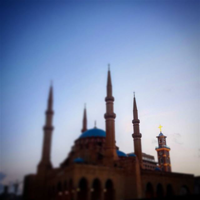 Four minarets and a church bell beirut  sunset  travel  lebanon  liban ... (Martyrs' Square, Beirut)