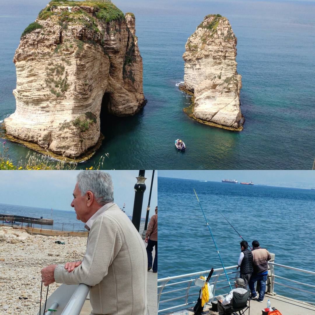 "Free"entertainment in Beirut.  beirut  beirutliving  prayerbead  fishing ... (Rawsha)