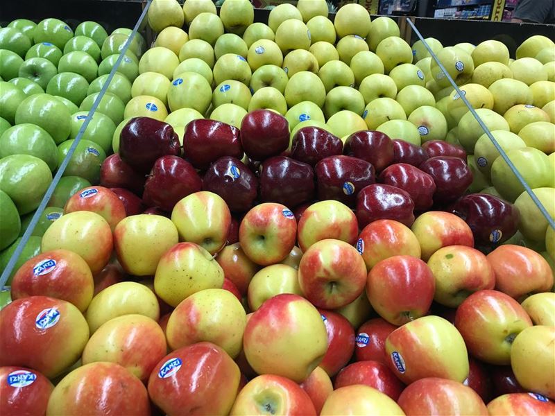 Fresh glossy apples 🍎 🍏🍎🍏🍎 apples  red  green  yellow  redapples ... (The Spot Choueifat)