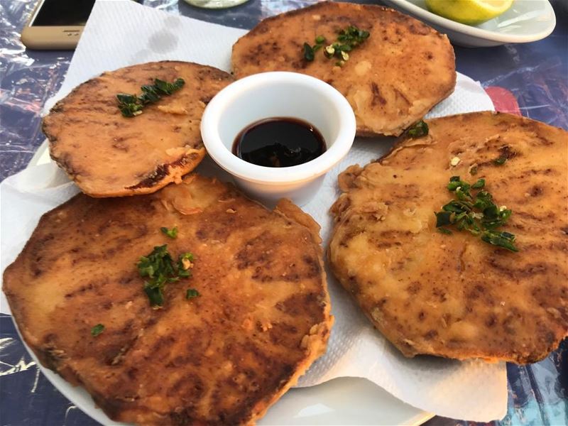 Fried coated eggplants 🍆 topped with chopped pepper 🤘🏻😩 eggplants ... (Lebanon)