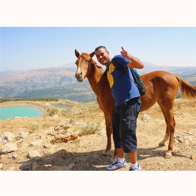 Friends of nature :p  tb  falogha  hiking  horse  water  lake  nature  sky... (Falougha, Mont-Liban, Lebanon)