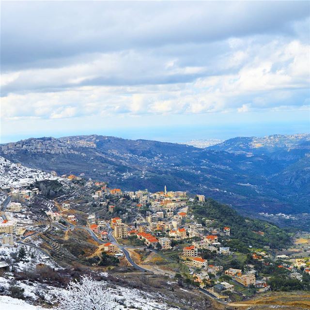 Frm the mountains of lebanon snow  village  mountains  viewfromabove ... (Lebanon)