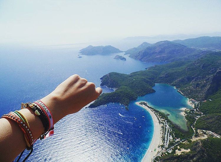 From Oludeniz Sky (1964 meter) Live Love Lebanon 🇱🇧 🔴🌲🔴 paragliding ... (Blue Lagoon Oludeniz Turkey)
