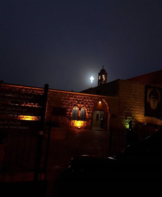 From st charbel with peace and love silent  night  peaceandlove ... (Annâya, Mont-Liban, Lebanon)