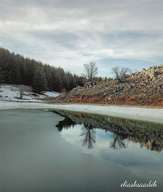 Frozen morning or a summer breeze?... lake  dronestagram ... (Barouk)