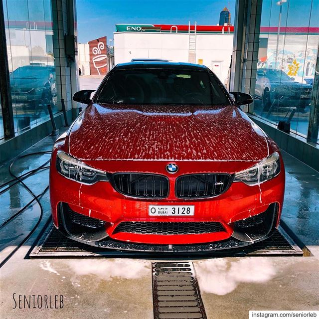 Getting my ride washed ... 🔵🔴Ⓜ️ ———————————————————————  bmw  bmwm3 ... (Dubai, United Arab Emirates)