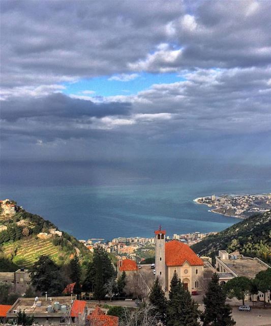  ghosta lebanon nature view o ean mediterranean sea top mountains... (Ghosta, Mont-Liban, Lebanon)