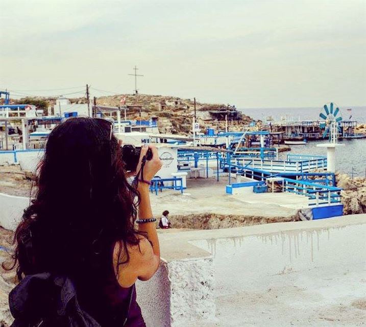  girl  photographing  water  anfeh  beach  beautiful  sea  lebanon  walk ... (Anfeh - Koura sea)