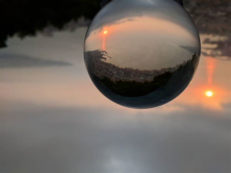 Glassball sunset view of Jounieh Bay 🌐🌀🌅  livelovejounieh   jouniehbay ... (Jounieh keserwan جونية كسروان)