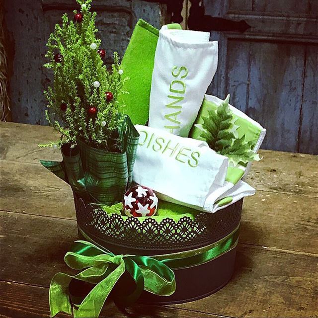 GO GREEN 🎄Write it on fabric by nid d'abeille  basket  kitchen  linen ...