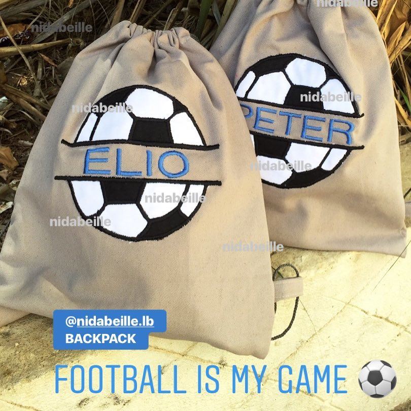 Goalllll ⚽️ Write it on fabric by nid d'abeille. Plastified backpack for...