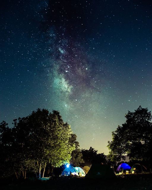 Gone camping 🌌..... stars stargazing milkyway camp camping forest... (Akoura, Mont-Liban, Lebanon)
