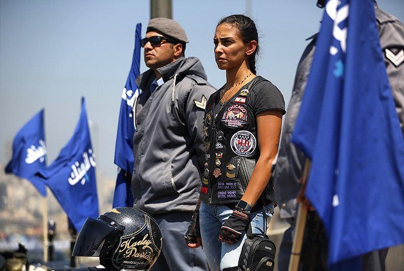 Good morning Beirut. A Lebanese woman, member of a Harley Davidson club,...