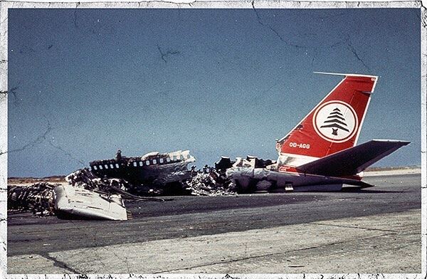 Good morning Beirut. An MEA wrecked plane bombed by the Israeli army sits...