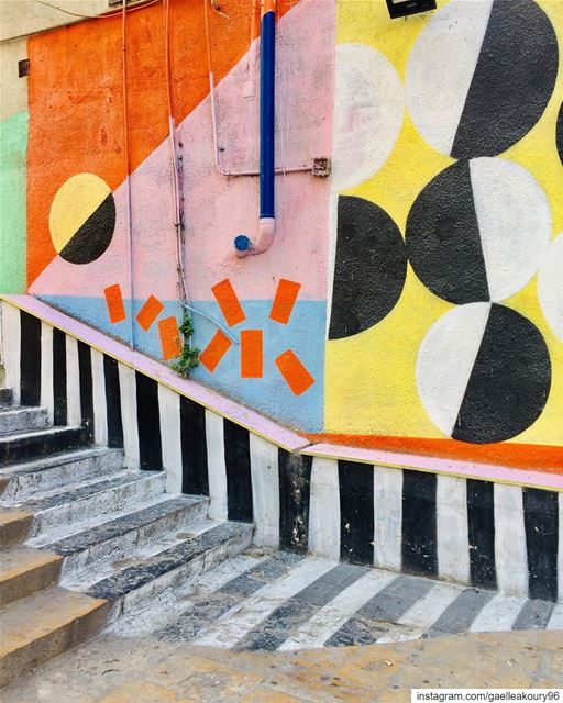 Good morning Beirut ☀️ beirut  streets  art  streetart  colors  happy ... (Saint Nicolas Stairs, Gemmayze)