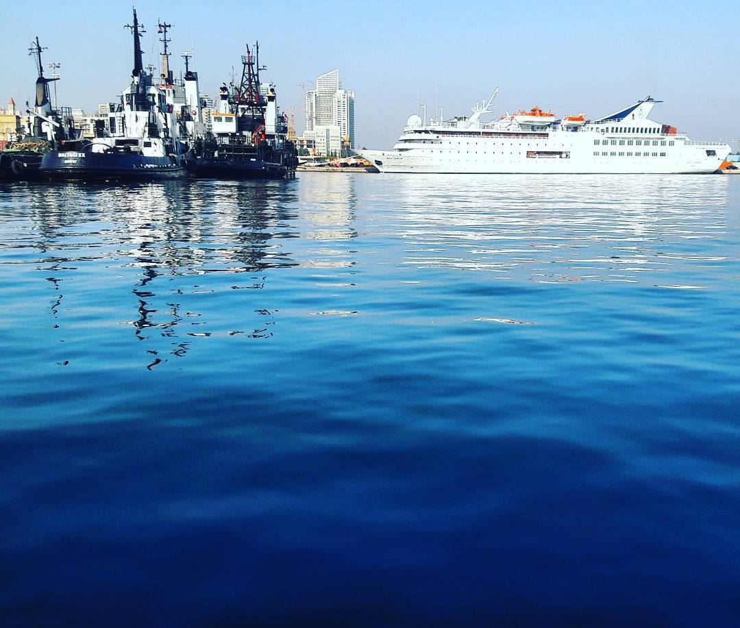 Good morning from  Beirut 's port Lebanon  Lebanese  Mediterranean  sea ... (Port of Beirut)