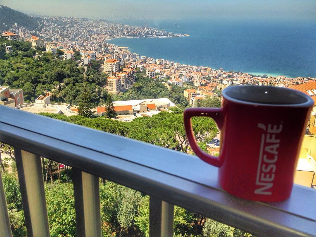 Good morning! Have a great week☺️  goodmorning  morning  nescafe  balcony ... (Ghazir, Mont-Liban, Lebanon)