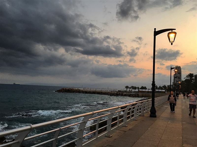 Good morning  sea  ocean  walk  sports  beirut  cloud  rainbow ... (Manara Palace Café)