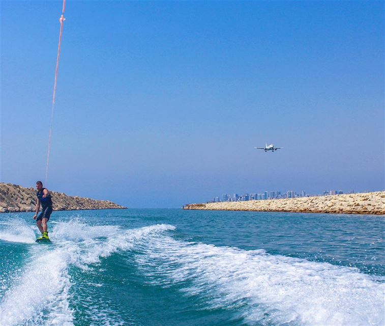 Good vibes happen on the tides 🏄🏽✈️ (Beirut, Lebanon)