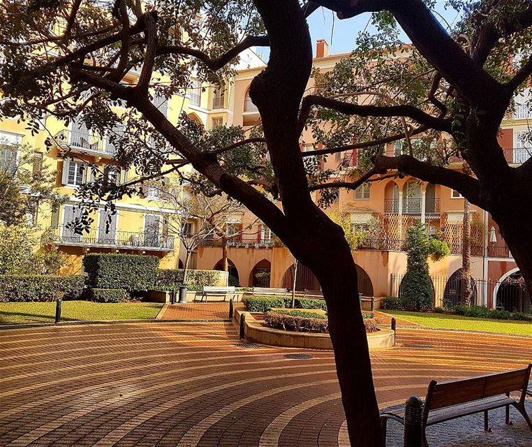 Goodmorning❤❤❤ garden  bench  trees  morning  houses  goodvibes ... (Beirut, Lebanon)