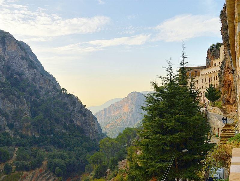 Goodmorning❤❤❤ valleys  mountains  sky  naturephotography  naturelover ... (Monastery of Qozhaya)