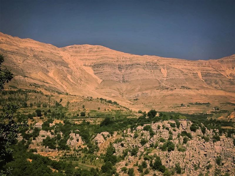 Granite, green and bare  mountains  mountaintop  bluesky  landscape ... (Sannine Heights)