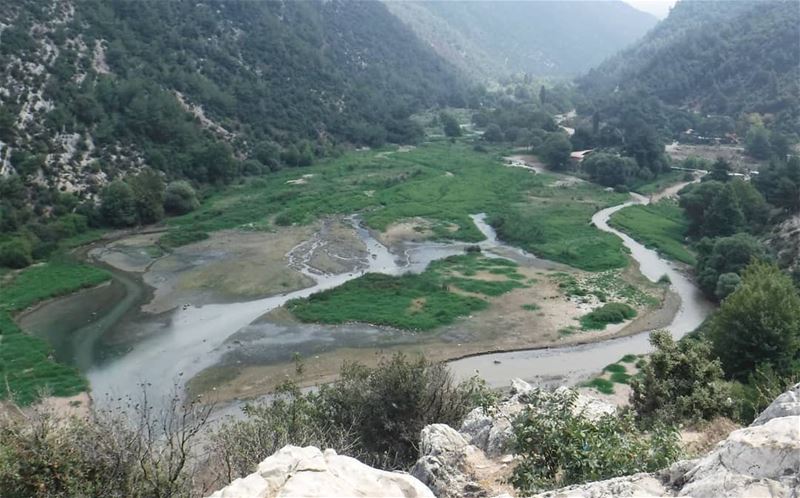 Green&Blue 💚💙  ouyounelsamak  beautiful  valley  mountain  waterall ... (Ouyoun El Samak Waterfalls)