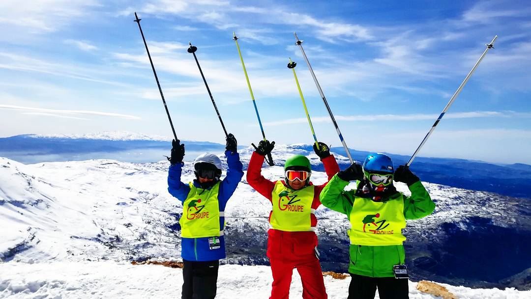 Groupe Z at the to of Mzaar  mzaar2400 groupez  skischool  mzaar  lebanon...