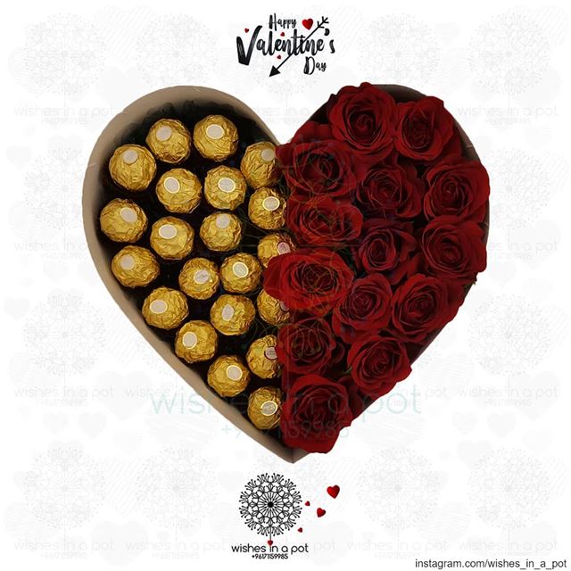 Half Half roses & chocolatePlace your  valentinesday order: +971 71159985...