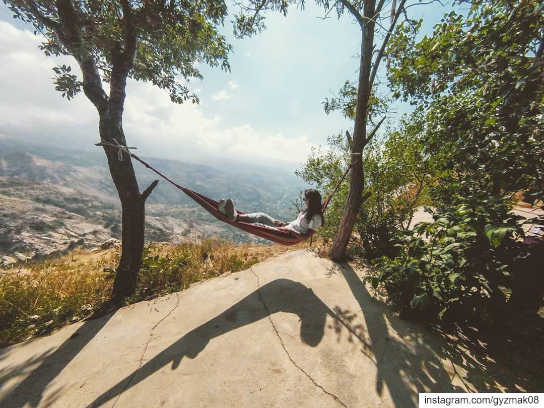Hanging in there..... hammocklife  escape  getaway  nature ... (Becharre - Cedars)