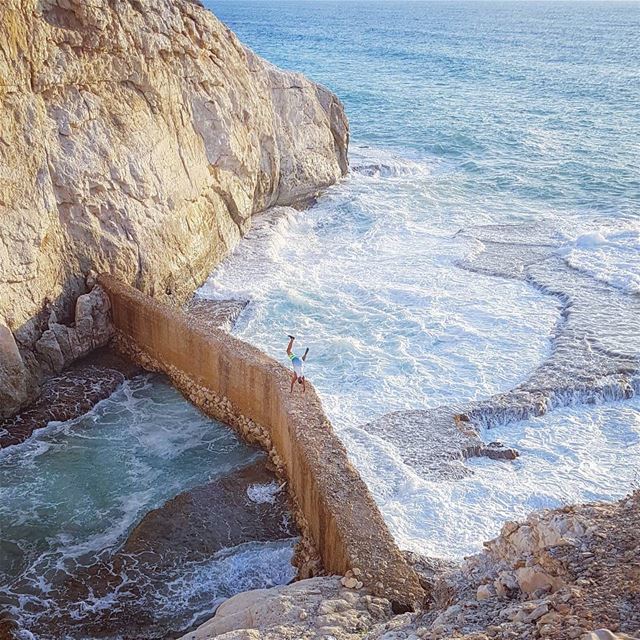 Happiness is being crazy 😎  tb  sea  beach  naqoura  southlebanon  fun ... (Rosh Ha Nikara- راس النّاقورة)