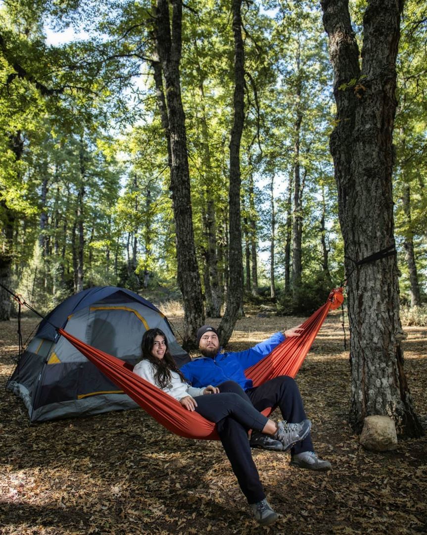  Happiness is U & Me in a  WildForest with a  Tent & a  Hammock 😎👌... (Fnaïdek, Liban-Nord, Lebanon)