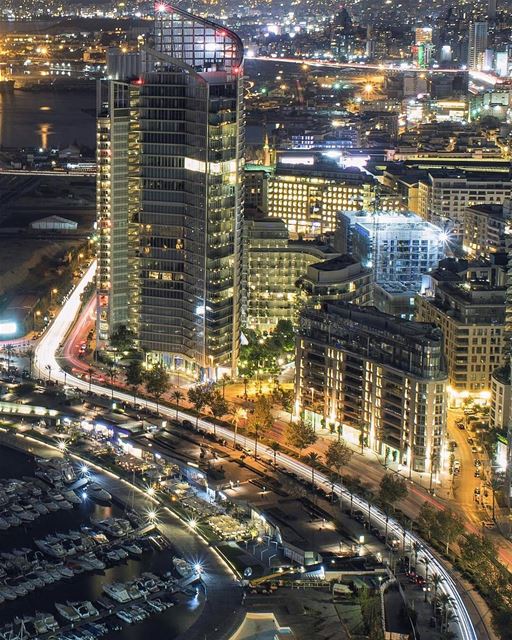 🇱🇧 Have a good night with this amazing aerial view from Zaytouna Bay,... (Zeitouna Bay, Beirut , Lebanon)