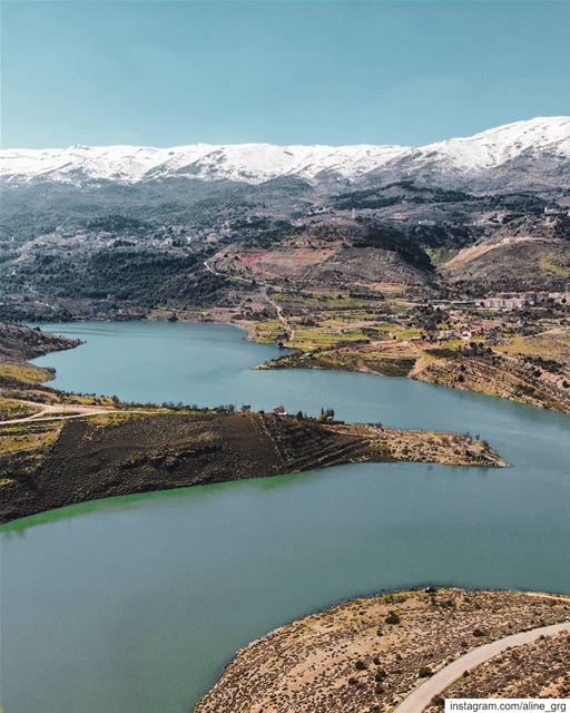 ° Hello, May! ° 🧚‍♀️ dji  drone  lake  mountain  tree  bekaa  sky  blue ... (Saghbîne, Béqaa, Lebanon)