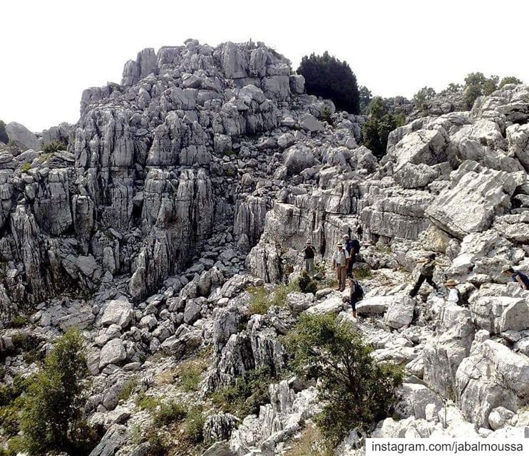 Hiking through a karstic landscape in  JabalMoussa. unescomab  unesco ... (Jabal Moussa Biosphere Reserve)