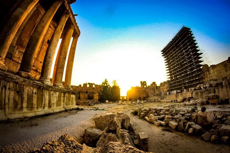 History under construction...  temple  ruins  sunset  history  perspective... (Baalbek , Roman Temple , Lebanon)