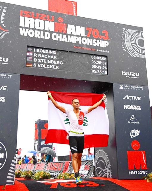 Honoured to carry our nation’s flag Lebanon at the IRONMAN 70.3 World... (IRONMAN 70.3 World Championship)