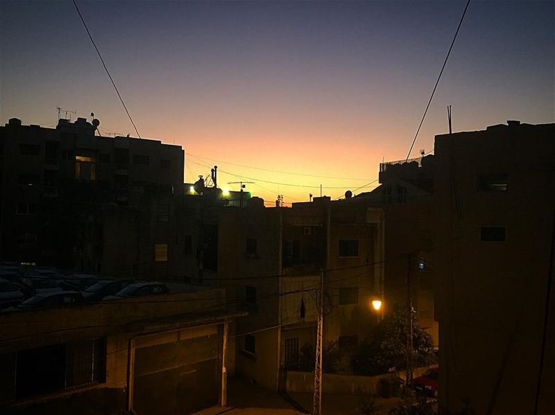 How we see the sunset from the neighborhood 💛💜 today  sunset ... (Beirut, Lebanon)