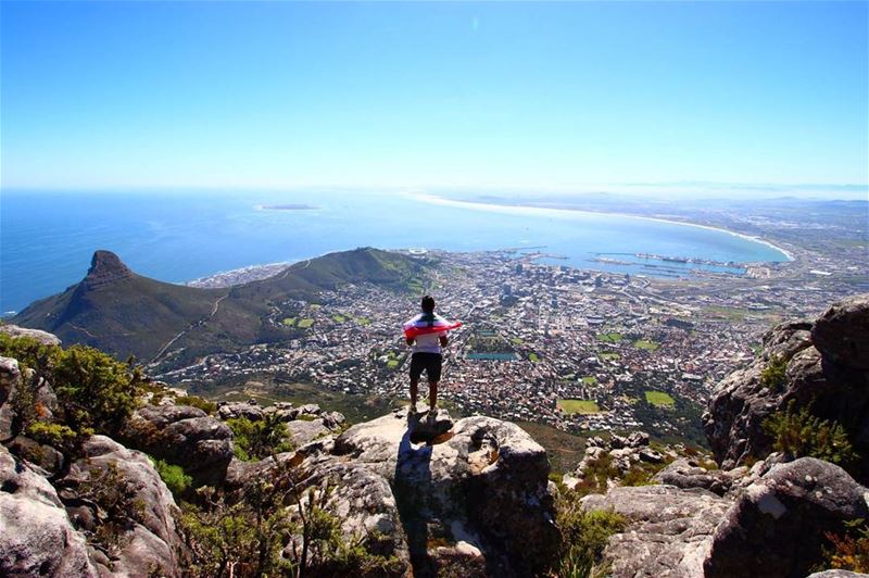 Hugging our Lebanese flag, all the way from Capetown!  togetherforlebanon... (Cape Town, Western Cape)