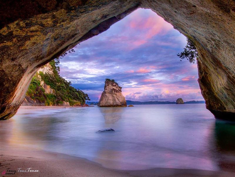 I arrived at the beach at around 1 am after 3 hours driving. It was a 40... (Cathedral Cove, Hahei Beach)