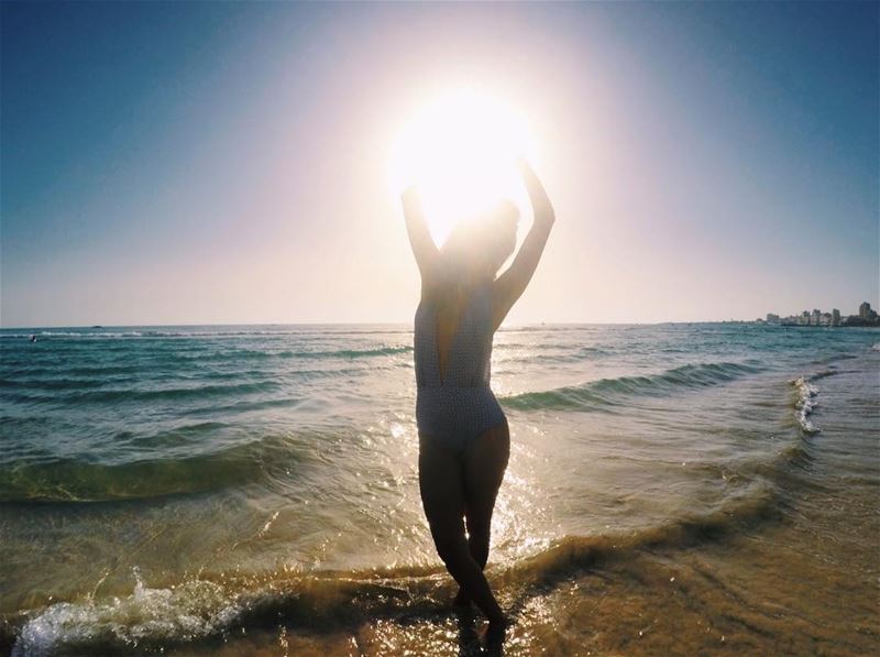 I look over at you and see Sunshine 🌞  GoldenHour  Sunshine  Sea  Beach ... (صور (لبنان))