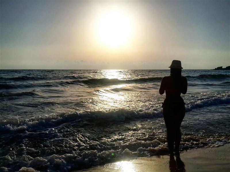I'm In Love With The Shape Of You 😍😍😍 Beach  Sea  Waves  Lady  Sun ... (Byblos - Jbeil)