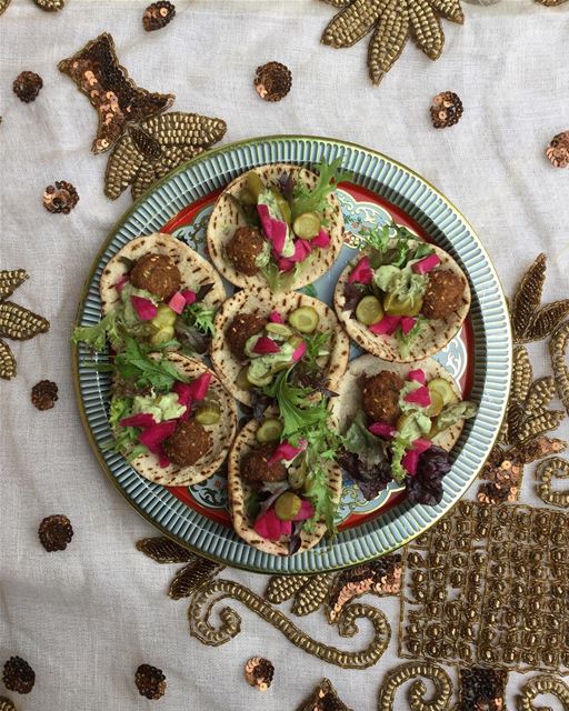 I made platters of these bite sized  falafel  فلافل sandwiches over lunch... (Western Sydney)