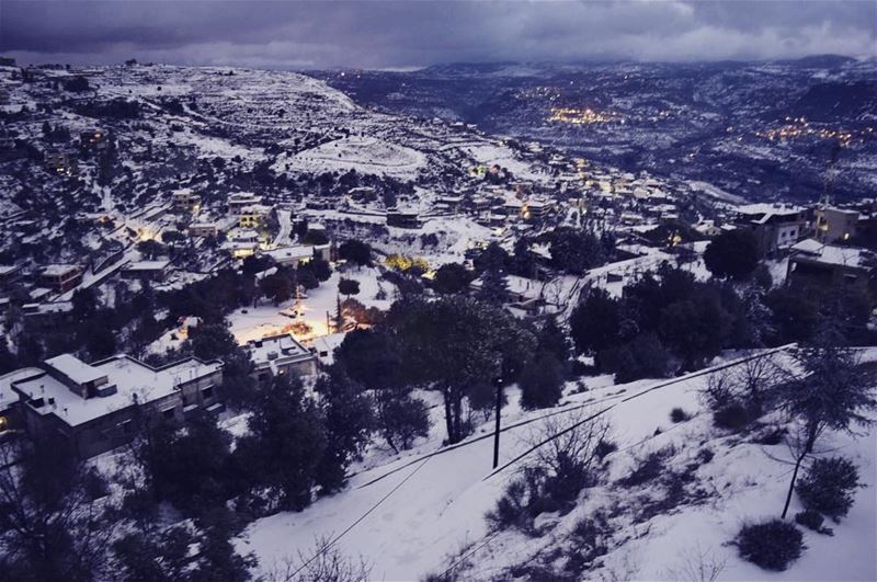 In a very cold night, even houses want to have houses of their own to... (Mazra`At Ash Shuf, Mont-Liban, Lebanon)